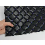 Стьобана екошкіра чорна «Ромб» (синя нитка) Мініатюра 1