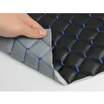 Стьобана екошкіра чорна «Ромб» (синя нитка) Мініатюра 2