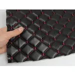 Стьобана екошкіра чорна «Ромб» (червона нитка) Мініатюра 1
