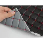 Стьобана екошкіра чорна «Ромб» (червона нитка) Мініатюра 2