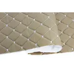 Стьобаний шкірзам бежевий PRM-015-1 «Ромб» (біла нитка) Мініатюра 1