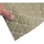 Стьобаний шкірзам бежевий PRM-015-1 «Ромб» (біла нитка) Мініатюра 3