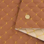 Стьобана автотканина Динаміка «Мідний Ромб з золотою ниткою» на синтепоні 7мм – преміальний оббивний матеріал Мініатюра 1