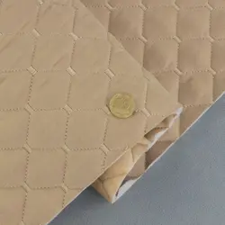 Автотканина Dinamika стьобана «Бежевий Ромб з бежевою ниткою», на синтепоні 7мм та флізеліні, ширина 135см