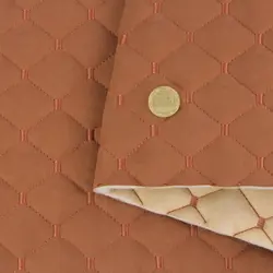 Автотканина Dinamika стьобана «Мідний Ромб з мідною ниткою», на синтепоні 7мм та флізеліні, ширина 135см