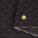 Стьобана автотканина Динаміка «Чорний Ромб з червоною ниткою» на поролоні 7мм – преміальний оббивний матеріал Мініатюра 1