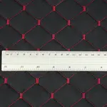 Стьобана автотканина Динаміка «Чорний Ромб з червоною ниткою» на поролоні 7мм – преміальний оббивний матеріал Мініатюра 2