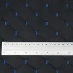 Стьобана автотканина Динаміка «Чорний Ромб з синьою ниткою» на поролоні 7мм – преміальний оббивний матеріал Мініатюра 2