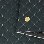 Стьобана автотканина Динаміка «Чорний Ромб з темно-сірою ниткою» на поролоні 7мм – преміальний оббивний матеріал Мініатюра 1