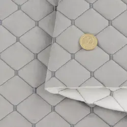 Автотканина Dinamika стьобана «Світло-сірий Ромб з темно-сірою ниткою», на поролоні 7мм та флізеліні, ширина 135см