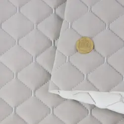 Автотканина Dinamika стьобана «Світло-сірий Ромб з сірою ниткою», на поролоні 7мм та флізеліні, ширина 135см