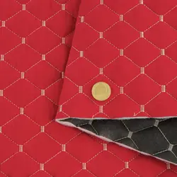 Автотканина Dinamika стьобана «Червоний Ромб з бежевою ниткою», на синтепоні 7мм та флізеліні, ширина 135см