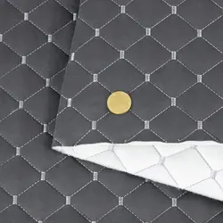 Автотканина Dinamika стьобана «Графітовий Ромб з світло-сірою ниткою», на синтепоні 7мм та флізеліні, ширина 135см