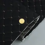 Стьобаний велюр Трініті «Ромб чорний прошитий темно-коричневою ниткою» на поролоні 7мм – преміальний оббивний матеріал Мініатюра 1