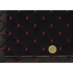 Стьобаний велюр Трініті «Ромб чорний прошитий червоною ниткою» на поролоні 7мм – преміальний оббивний матеріал Мініатюра 5