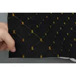 Стьобаний велюр Трініті «Ромб чорний прошитий темно-золотою ниткою» на поролоні 7мм – преміальний оббивний матеріал Мініатюра 2