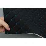 Стьобаний велюр Трініті «Ромб чорний прошитий бірюзовою ниткою» на поролоні 7мм – преміальний оббивний матеріал Мініатюра 3