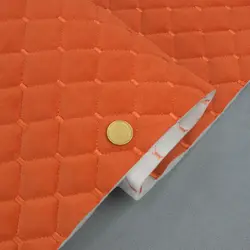 Велюр TRINITY TRIN-s-17/19 стьобаний помаранчевий «Ромб» (прошитий помаранчевою ниткою) синтепон і флізелін, ширина 135см