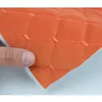 Стьобаний велюр Трініті «помаранчевий «Ромб» прошитий помаранчевою ниткоюю» на синтепоні  – преміальний оббивний матеріал Мініатюра 5