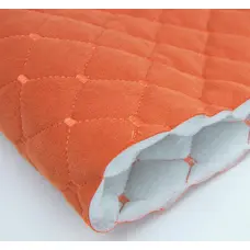 Стьобаний велюр Трініті «помаранчевий «Ромб» прошитий помаранчевою ниткоюю» на синтепоні  – преміальний оббивний матеріал