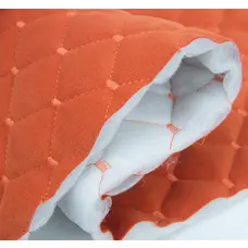 Стьобаний велюр Трініті «помаранчевий «Ромб» прошитий помаранчевою ниткоюю» на синтепоні  – преміальний оббивний матеріал