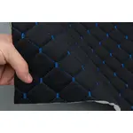 Стьобаний велюр Трініті «Ромб чорний прошитий синьою ниткою» на поролоні 7мм – преміальний оббивний матеріал Мініатюра 2