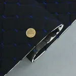 Стьобаний велюр Венус «Ромб чорний прошитий синьою ниткою» на поролоні 6мм – преміальний оббивний матеріал Мініатюра 1