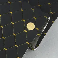 Велюр Venus стьобаний «Чорний Ромб прошитий золотою ниткою» на поролоні 6мм та флізеліні, ширина 140см