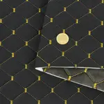 Стьобаний велюр Венус «Чорний Ромб прошитий золотою ниткою» на поролоні 6мм – преміальний оббивний матеріал Мініатюра 5