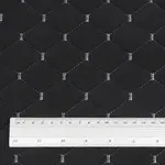 Стьобаний велюр Венус «Чорний Ромб прошитий світло-сірою ниткою» на поролоні 6мм – преміальний оббивний матеріал Мініатюра 2