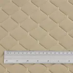 Стьобаний велюр Венус «Бежевий Ромб прошитий світло-бежевою ниткою» на поролоні 6мм – преміальний оббивний матеріал Мініатюра 2