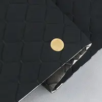 Велюр Venus стьобаний «Чорний Ромб прошитий чорною ниткою» на поролоні 6мм та флізеліні, ширина 140см