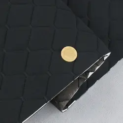 Велюр Venus стьобаний «Чорний Ромб прошитий чорною ниткою» на поролоні 6мм та флізеліні, ширина 140см