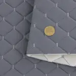 Стьобаний велюр Венус «Сірий Ромб прошитий світло-сірою ниткою» на поролоні 6мм – преміальний оббивний матеріал Мініатюра 1