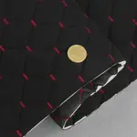 Стьобаний велюр Венус «Чорний Ромб прошитий червоною ниткою» на поролоні 6мм – преміальний оббивний матеріал Мініатюра 1