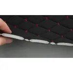 Стьобаний велюр Венус «Чорний Ромб прошитий червоною ниткою» на поролоні 6мм – преміальний оббивний матеріал Мініатюра 4