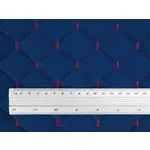 Стьобаний велюр Венус «Темно-синій Ромб прошитий червоною ниткою» на поролоні 6мм – преміальний оббивний матеріал Мініатюра 2