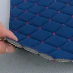 Стьобаний велюр Венус «Темно-синій Ромб прошитий червоною ниткою» на поролоні 6мм – преміальний оббивний матеріал Мініатюра 5