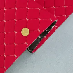 Велюр Venus стьобаний «Червоний Ромб прошитий світло-бежевою ниткою» на поролоні 6мм та флізеліні, ширина 140см