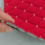 Стьобаний велюр Венус «Червоний Ромб прошитий світло-бежевою ниткою» на поролоні 6мм – преміальний оббивний матеріал Мініатюра 5