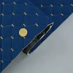 Стьобаний велюр Венус «Темно-синій Ромб прошитий золотою ниткою» на поролоні 6мм – преміальний оббивний матеріал Мініатюра 1