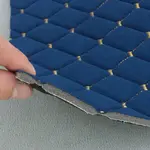 Стьобаний велюр Венус «Темно-синій Ромб прошитий золотою ниткою» на поролоні 6мм – преміальний оббивний матеріал Мініатюра 5
