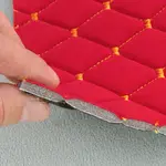 Стьобаний велюр Венус «Червоний Ромб прошитий золотою ниткою» на поролоні 6мм – преміальний оббивний матеріал Мініатюра 5