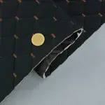 Стьобаний велюр Венус «Чорний Ромб прошитий коричневою ниткою» на поролоні 6мм – преміальний оббивний матеріал Мініатюра 1