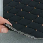 Стьобаний велюр Венус «Чорний Ромб прошитий коричневою ниткою» на поролоні 6мм – преміальний оббивний матеріал Мініатюра 5