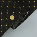 Алькантара Lycra 09/17 чорна, стьобана золотою ниткою, на поролоні 3мм і флізеліні, ширина 140см (Туреччина) Мініатюра 1