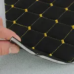 Алькантара Lycra 09/17 чорна, стьобана золотою ниткою, на поролоні 3мм і флізеліні, ширина 140см (Туреччина) Мініатюра 5