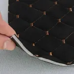 Алькантара Lycra 09/9 чорна, стьобана коричневою ниткою, на поролоні 3мм і флізеліні, ширина 140см (Туреччина) Мініатюра 5