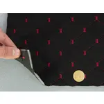Алькантара Lycra 09/7 чорна, стьобана червоною ниткою, на поролоні 3мм і флізеліні, ширина 140см (Туреччина) Мініатюра 2