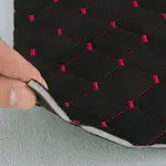 Алькантара Lycra 09/7 чорна, стьобана червоною ниткою, на поролоні 3мм і флізеліні, ширина 140см (Туреччина) Мініатюра 5